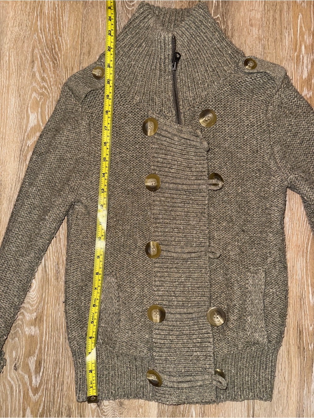 American Eagle Women Chunky Brown Cardigan Double-Breasted Toggle Button Size XS - Picture 4 of 5